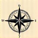 Stilisierter Kompass als Symbol für Reiseführung und Orientierung